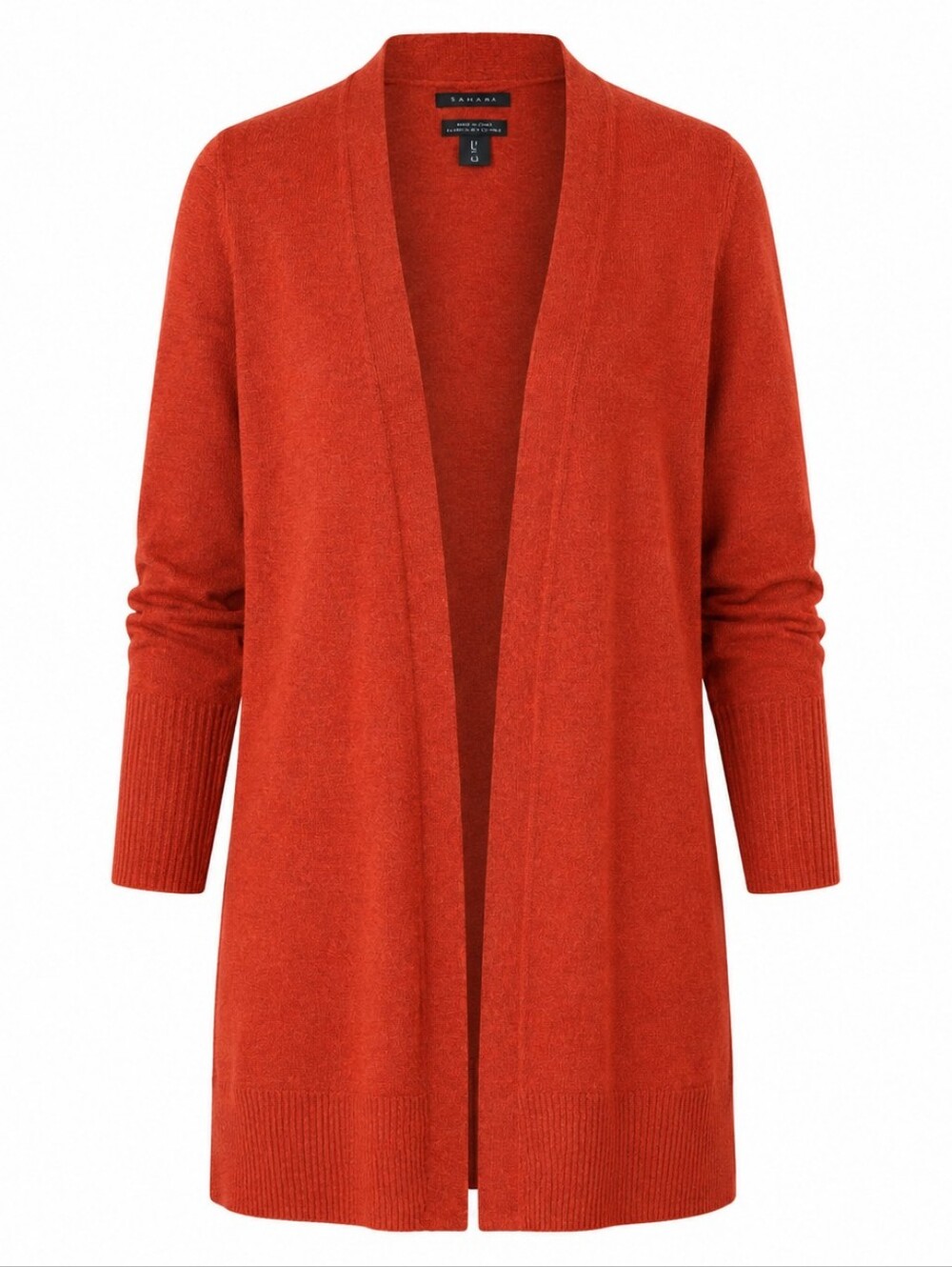 Tahari Merino Wool Blend Women's Burnt Orange Open Front Soft Cardigan Size S